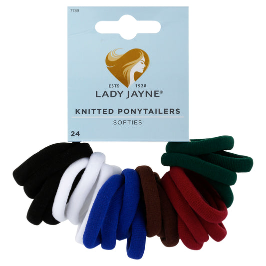 Knitted Ponytailers Softies School Colours 24pk